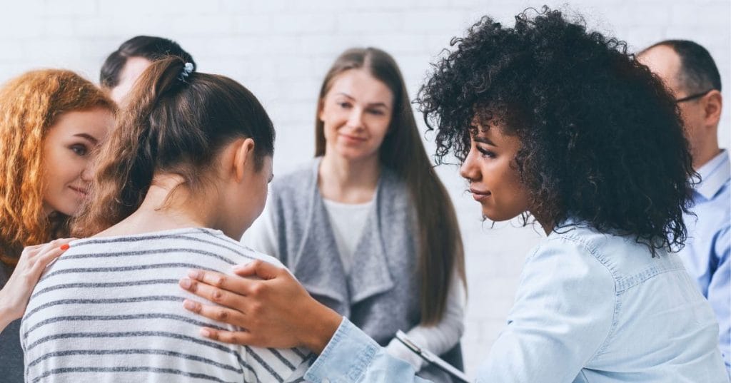 People from different backgrounds finding strength in community.