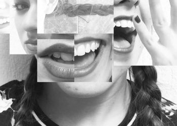 Collage of fragmented facial expressions, representing the emotional highs and lows associated with bipolar disorder.