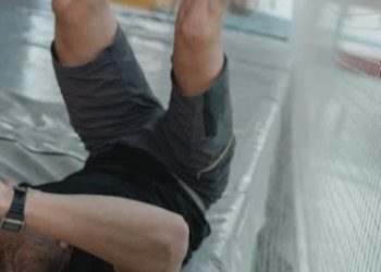 Man falling backwards, showing a common cause of hip fractures