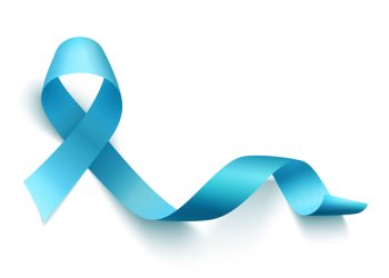 Blue awareness ribbon symbolising support for people living with bladder cancer.