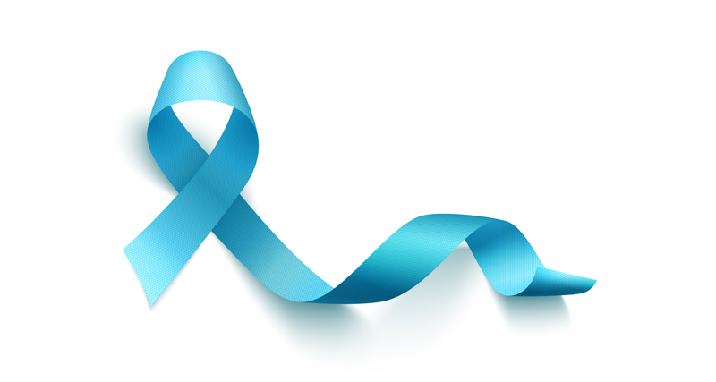 Blue awareness ribbon symbolising support for people living with bladder cancer.