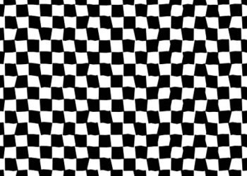 Distorted black and white checkerboard illusion pattern