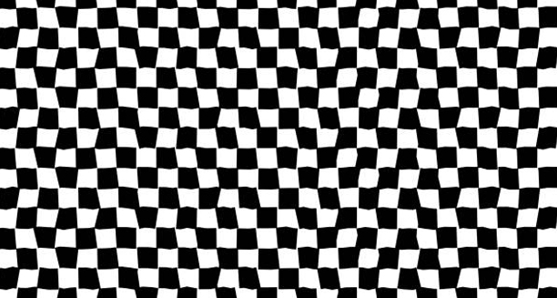 Distorted black and white checkerboard illusion pattern