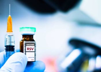 RSV vaccine vial and syringe used in bronchiolitis treatment preparation