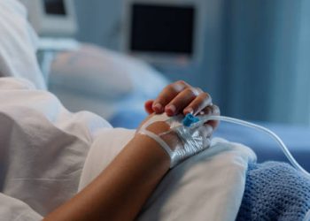 Patient receiving intravenous treatment for brucellosis