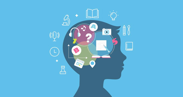 Illustration of dyslexia-related brain functions and cognitive pathways