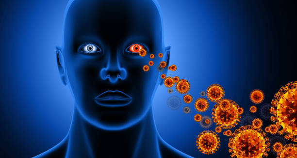 Illustration of virus particles causing eye infection