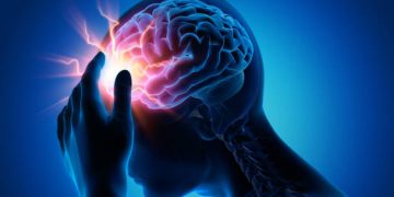 Digital illustration of a person holding their head in pain, highlighting brain trauma from concussion