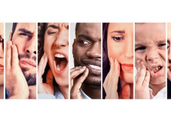 Collage of diverse individuals showing signs of severe tooth pain