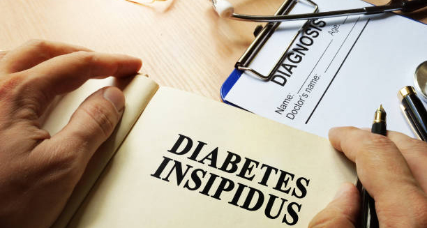Notebook with Diabetes Insipidus title near medical report
