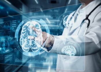 Doctor analysing digital brain scans for epilepsy diagnosis