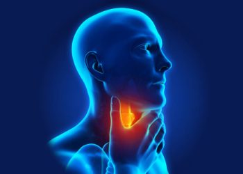 3D medical illustration of diphtheria affecting the throat with highlighted inflammation