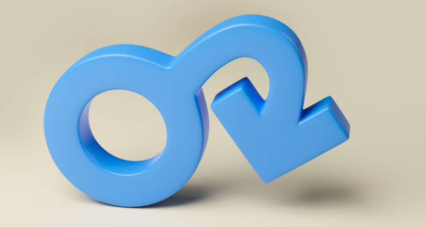 Blue male gender symbol with a downward arrow representing erectile dysfunction