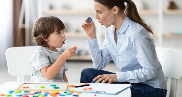 Child receiving speech therapy for dyslexia
