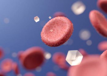 Red blood cells with glucose particles representing hypoglycaemia causes