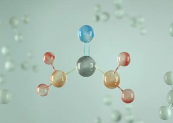 3D rendering of molecular structure representing genetic mutation linked to ichthyosis
