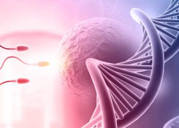 Sperm approaching egg with DNA strand representing causes of infertility
