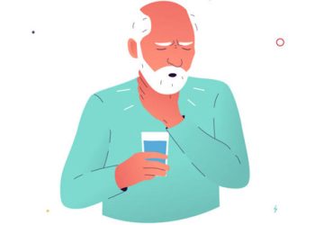 Elderly man struggling to swallow due to complications of Huntington’s disease