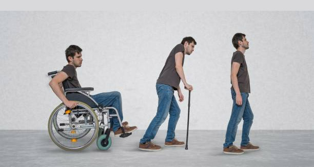 Man with hereditary spastic paraplegia transitioning from wheelchair to walking unaided